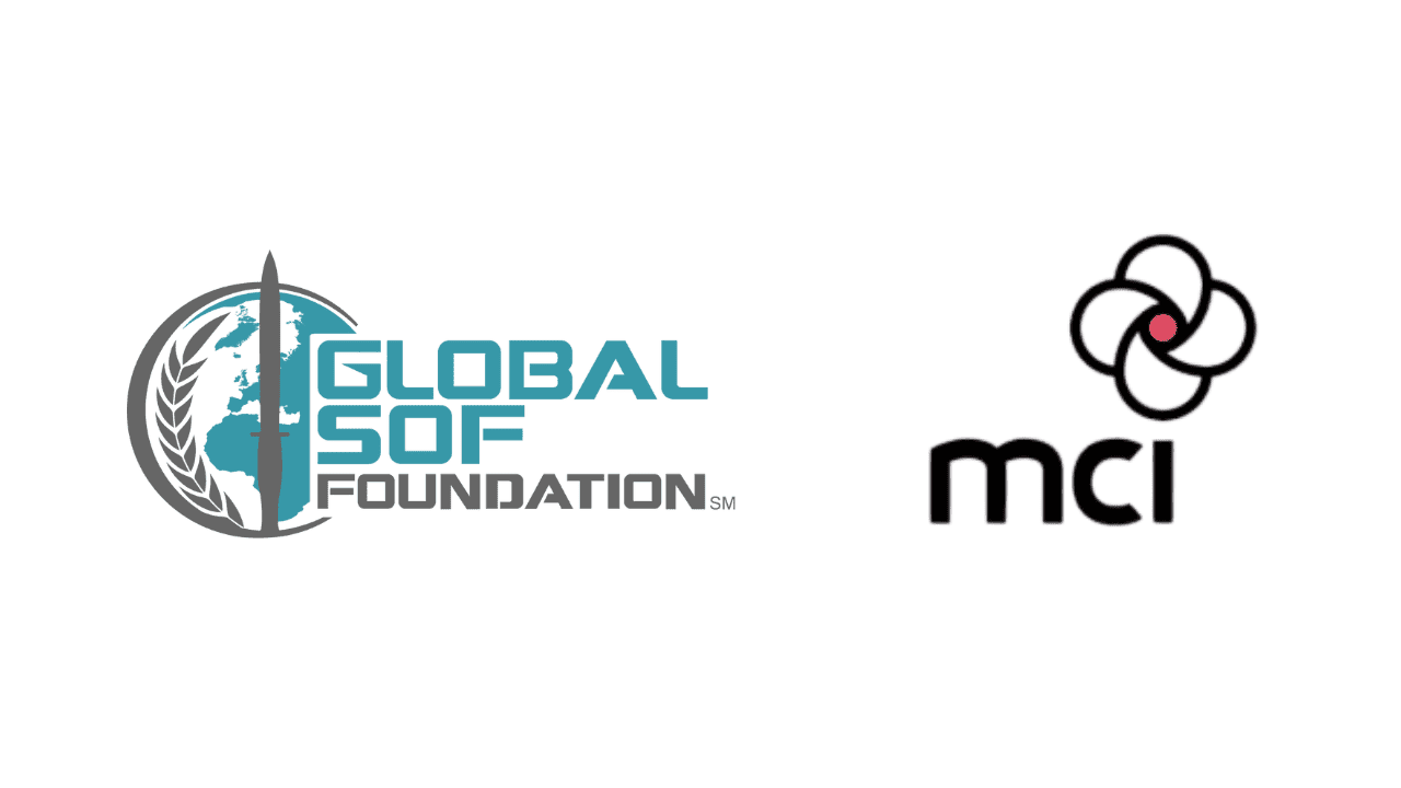 Global SOF Foundation and MCI logos representing SOF Week event, showcasing military special operations, networking, and innovation in defense technology.